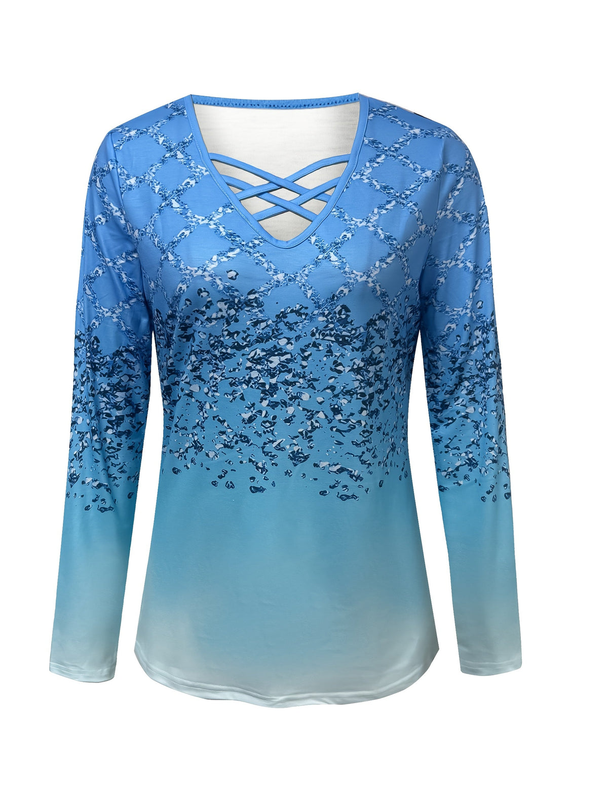 Women's V-Neck Long Sleeve Blouse Stretchy Casual Office Top Machine Washable All-Season Layering Shirt Sky Blue Green Peach S-XXL