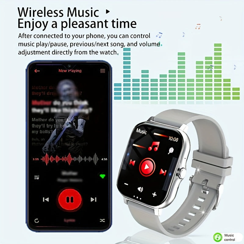 Smartwatch 1.83-Inch Full Touch Screen, Wireless Calling, Message Reminder, Heart Rate & Sleep Monitor, Pedometer, Multi-Sport Modes, USB Rechargeable Fitness Watch for Men and Women