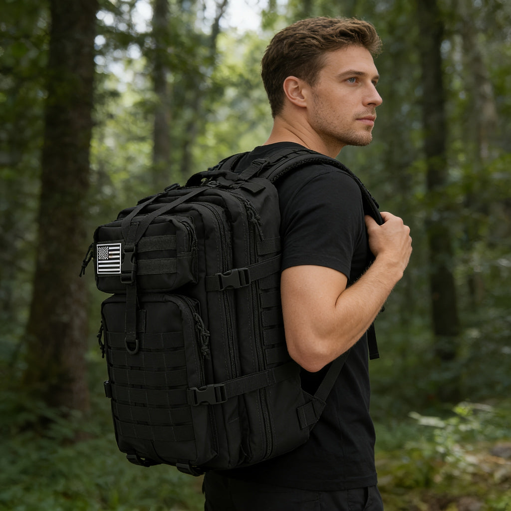 Tactical Hiking Backpack 45L 3-Day Rucksack – Multifunctional Camping, Trekking, and Hunting Shoulder Bag with Zip Closure, Durable Sports Pack for Men and Women, Black, Green, Khaki