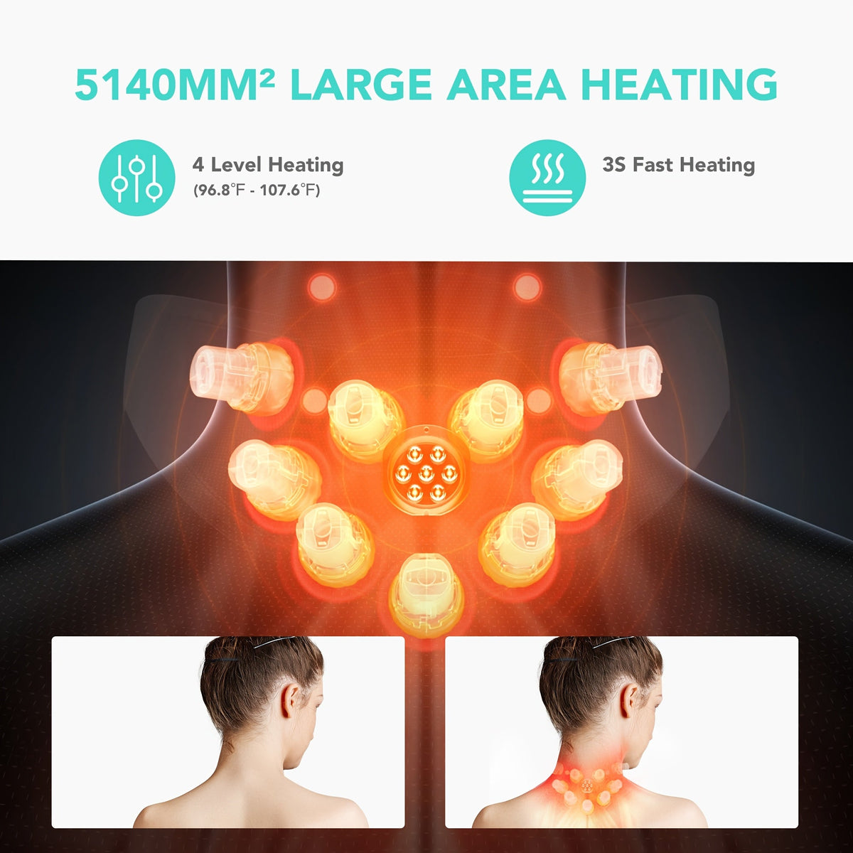 SKG Ultra-Portable Neck Massager with Heat Cordless Deep Acupressure Kneading Lightweight Wearable Hands-Free Rechargeable for Office Car & Travel – Gift for Women White / G7 Pro-E