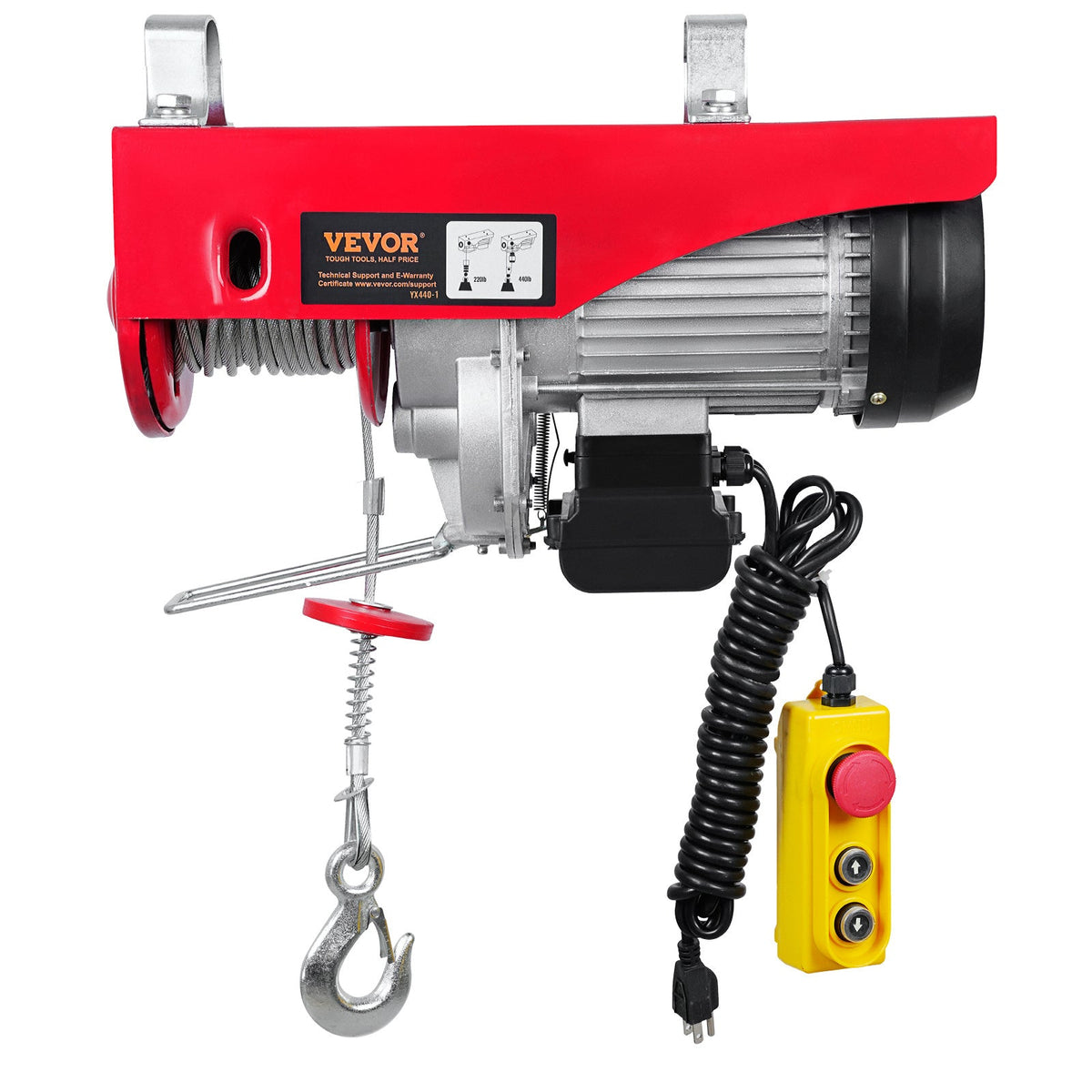 VEVOR Electric Hoist 440 / 880 / 1320 / 2200 lbs 120V Ceiling Mount 20–40 ft Lifting Height with Wired or Wireless Remote Control for Garage Attic Warehouse & Factory