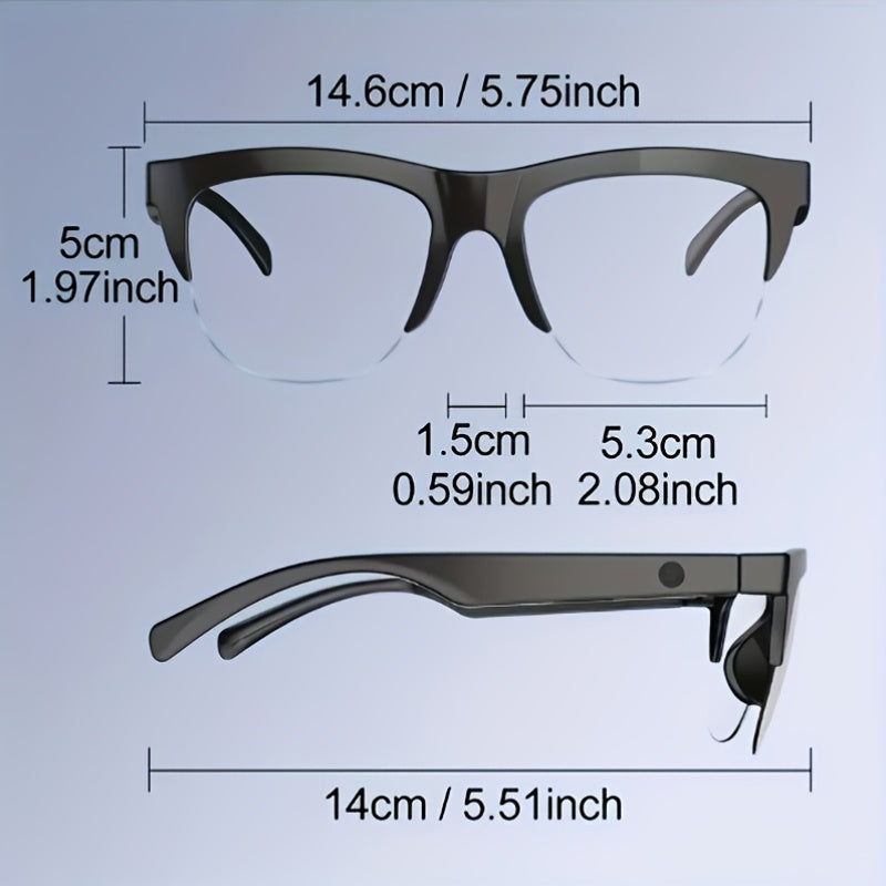 AI Translation Smart Glasses with Wireless Headphones, Real-Time Multi-Language Translator, Built-in Microphone, Music Audio Glasses, Rechargeable Sports Wearable Tech for Travel and Business