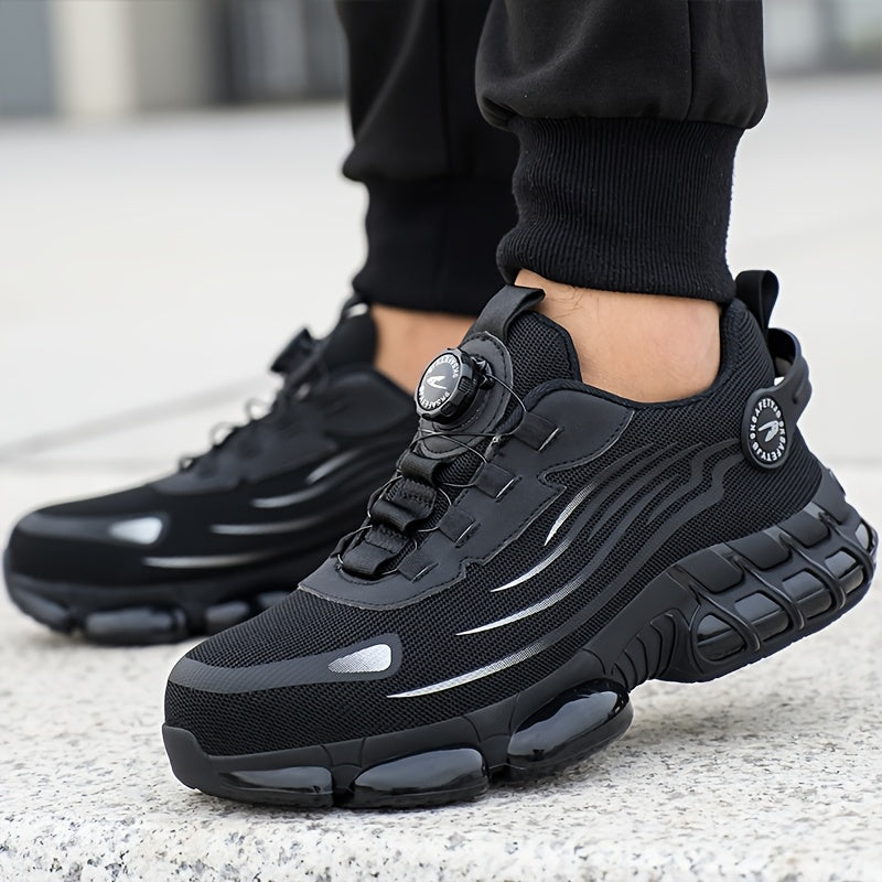 Men's Steel Toe Work Shoes Slip-Resistant Safety Boots Breathable Composite Toe Sneakers Abrasion-Resistant Construction Work Boots Black Dark Gray US 6-11
