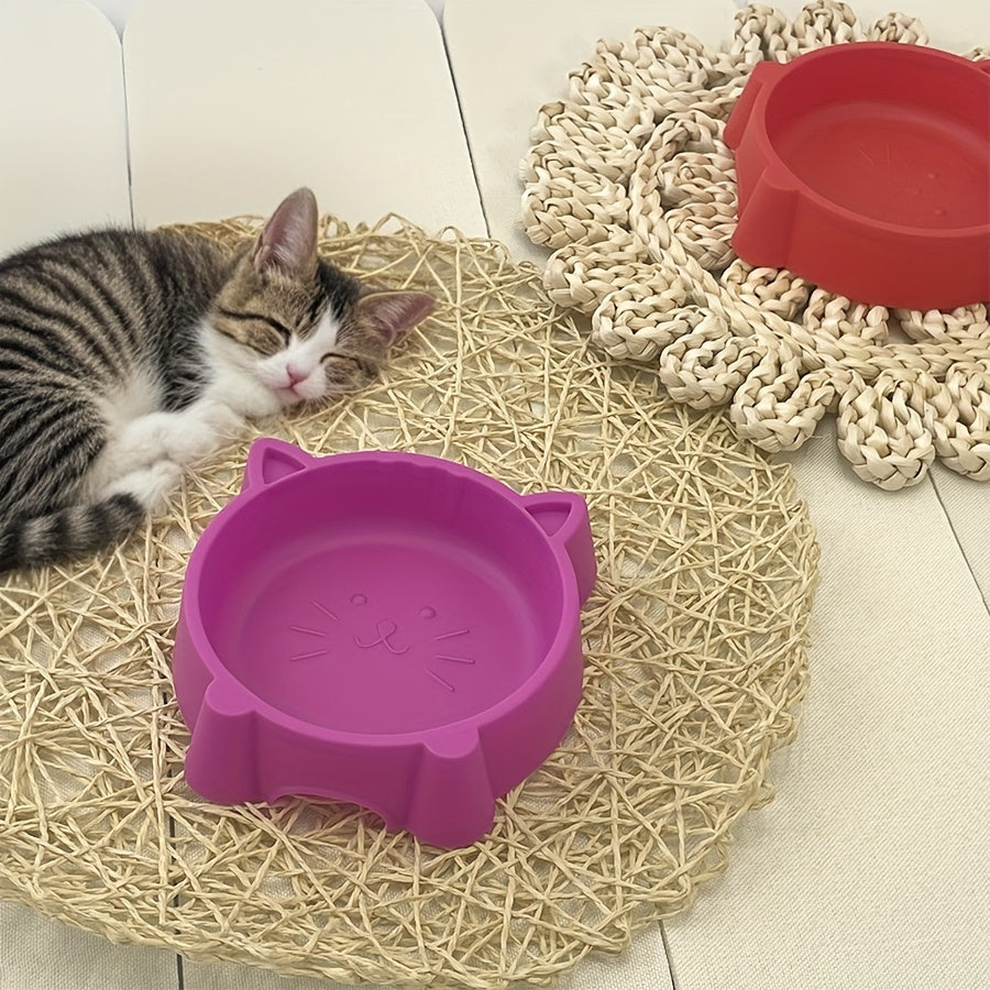 6-Pack Colorful Cat Face Pet Bowls, Durable Plastic Food & Water Dishes for Cats & Small Dogs, Easy-Clean Small Pet Feeding Bowls for Indoor & Outdoor Use, Cat Birthday Party Bowls, Assorted Colors
