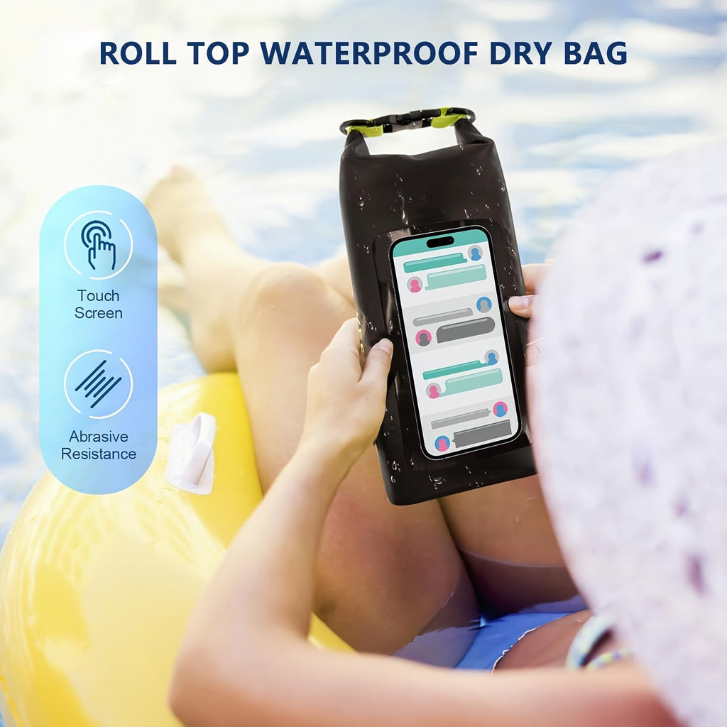 10L Waterproof Roll-Top Dry Bag with Phone Case - Crossbody Shoulder Bag for Kayaking, Boating, Beach, Camping, Swimming, Fishing, Rafting, and Travel