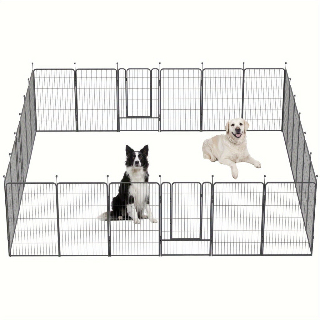 Outdoor Dog Playpen, 8-Panel, 32-Inch, Hammered Finish – Pre-Assembled Garden Dog Enclosure for Small to Medium Dogs, Yard Fence Barrier, Expandable Animal Pen