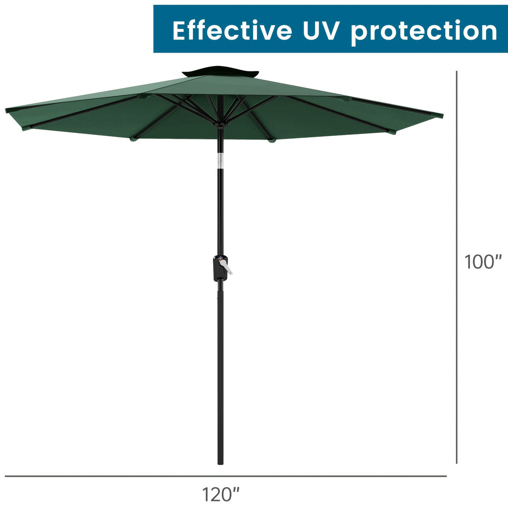 Patio Umbrella 9ft/10ft - Large Outdoor Beach Umbrella with Manual Crank, Tilt & Adjustable Height, Metal Frame, Polyester Fabric - Table or Freestanding - 5 Colors