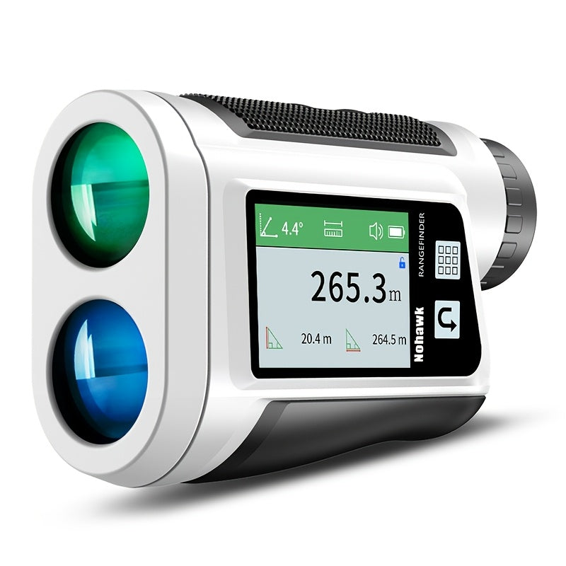 Nohawk 1000 Yard Laser Rangefinder with Side Color Display, USB Rechargeable, English Voice Broadcast, Slope Compensation, Vibration Alerts, 9 Modes, M/Yard/Ft for Golf, Hunting, Disc Golf (Black/White)