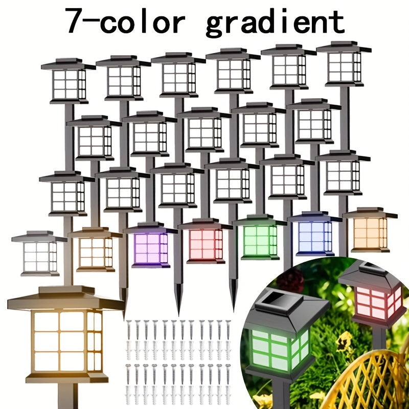 Solar Outdoor Garden Lights 6/12/24 Pack IP44 Waterproof | Warm White & Colorful LED Landscape Pathway Lights for Yard, Courtyard, Patio, Holiday Decoration – Auto On/Off