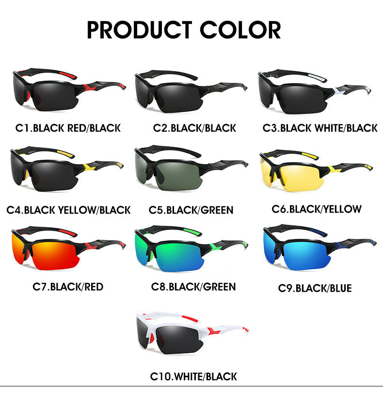 Men's Half-Frame Polarized Sports Sunglasses with UV400 Protection, Lightweight Goggles for Skiing, Driving, Running, Fishing, and Outdoor Activities, 3-Pack or 10-Pack