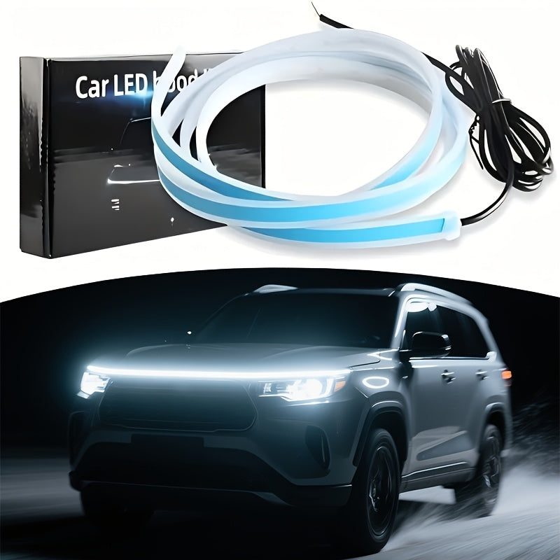 70-Inch LED Engine Bay Light Strip, White, High Brightness 2000-3000 Lumens, Auto Welcome Mode, Sequential Turn Signal Effect, 12V Hardwired for Cars and SUVs - Under-Hood Ambient Lighting