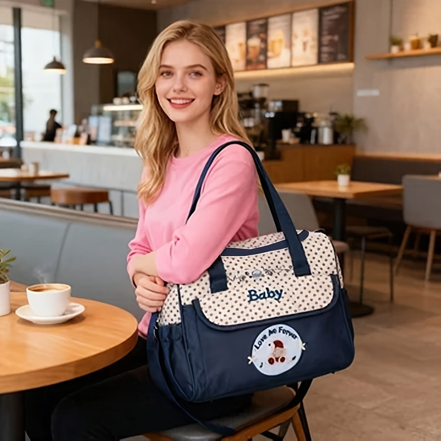 Cute Bear Crossbody Mommy Diaper Bag, Lightweight Multifunctional Single Shoulder Bag with Multi-Compartments for Travel & Outings, Fashion Portable Baby Bag for Mom