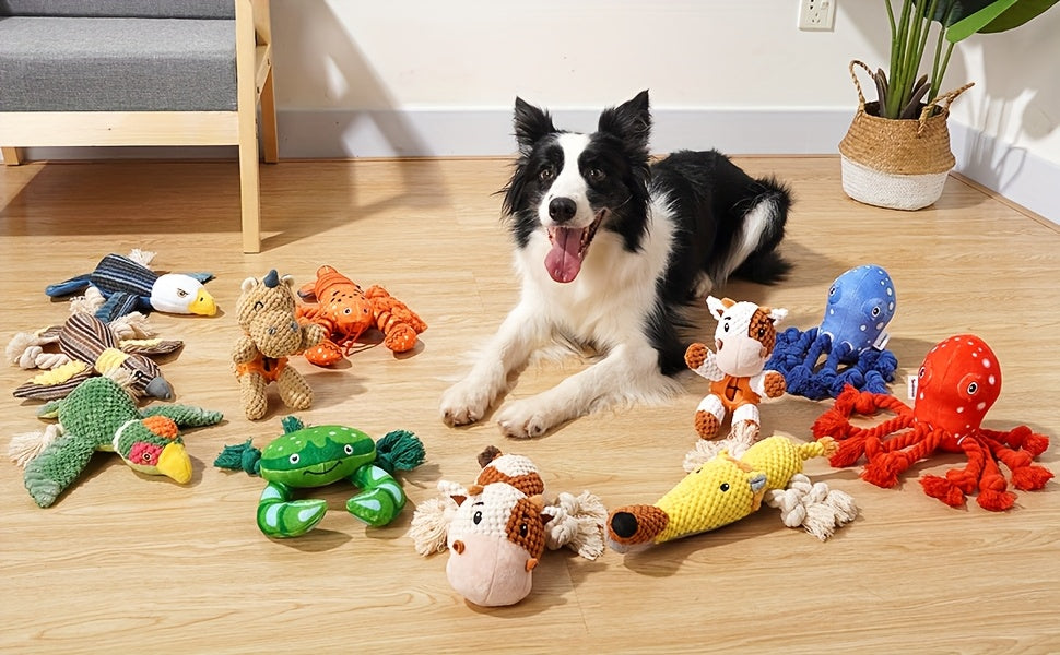 Squeaky Cow Dog Toy, Plush Interactive Tug-of-War with Crinkle Paper, IQ Training Chew Toy for Small, Medium, and Large Dogs, No Battery Needed, Anxiety Relief Pet Toy