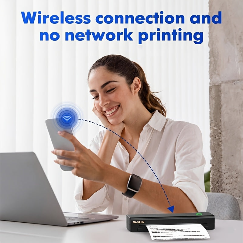 Portable Inkless Thermal Printer A4 with Paper Tray, Wireless Mobile Printer, Supports 8.5x11 Letter/A4 Paper, Compatible with iPhone, Android, Laptop, Home, Office, School, Travel