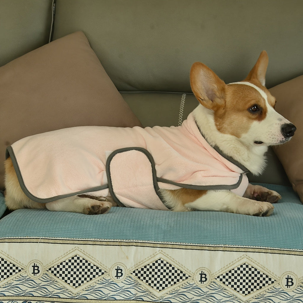 Dog Bathrobe Quick-Dry Super Absorbent Post-Bath Pet Towel Coat for Small, Medium, and Large Dogs, XS S M L XL XXL 3XL, 7 Colors: Light Blue, Rose Red, Orange, Deep Blue, Green, Khaki, Pink