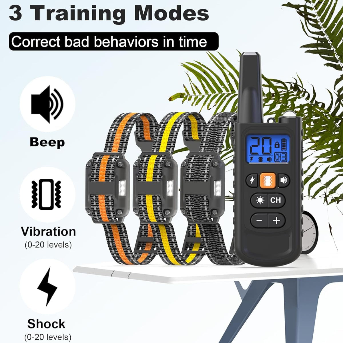 Dog Training Collar with Remote 3300ft Range – Rechargeable E-Collar for 5-120 Lb Dogs, 3 Training Modes: Beep, Vibration & Safe Shock, Waterproof Dog Shock Collar for Small, Medium, and Large Breeds