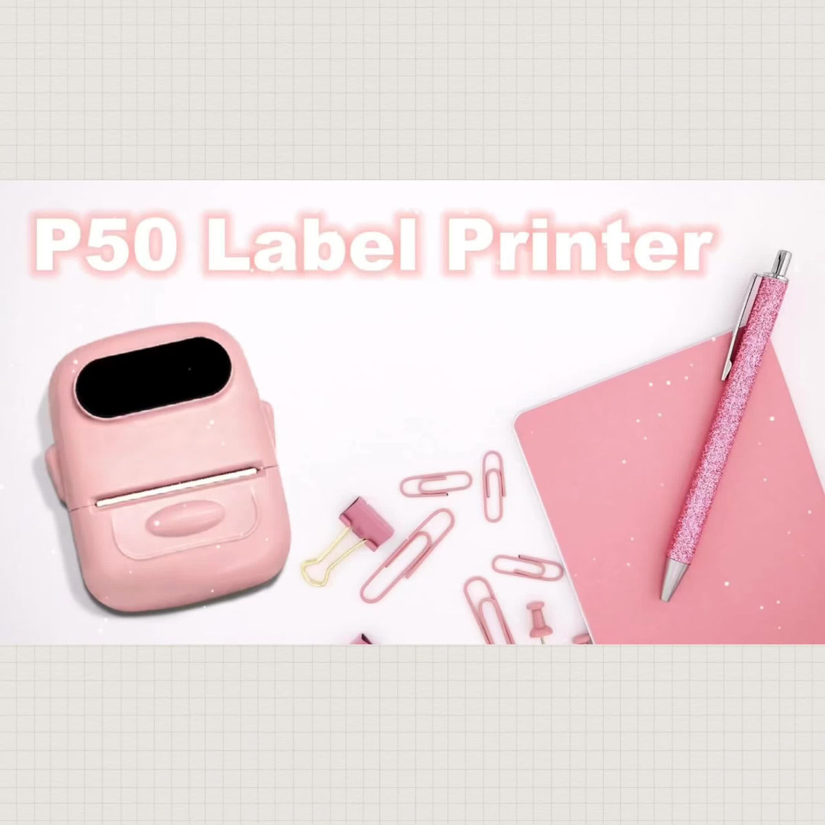 Wireless Thermal Label Maker – No Ink Required, Multiple Templates, Bluetooth Label Printer for Storage Organization, Home, Office, and School Supplies, Pink, White, Blue