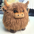 Cute Scottish Cow Plush Dog Toy – Round Fluffy Simulated Animal Chew Toy for Dogs & Cats, Soft Squeaky Companion Doll for Anxiety Relief, Chewing & Interactive Play for Puppies and Small Pets