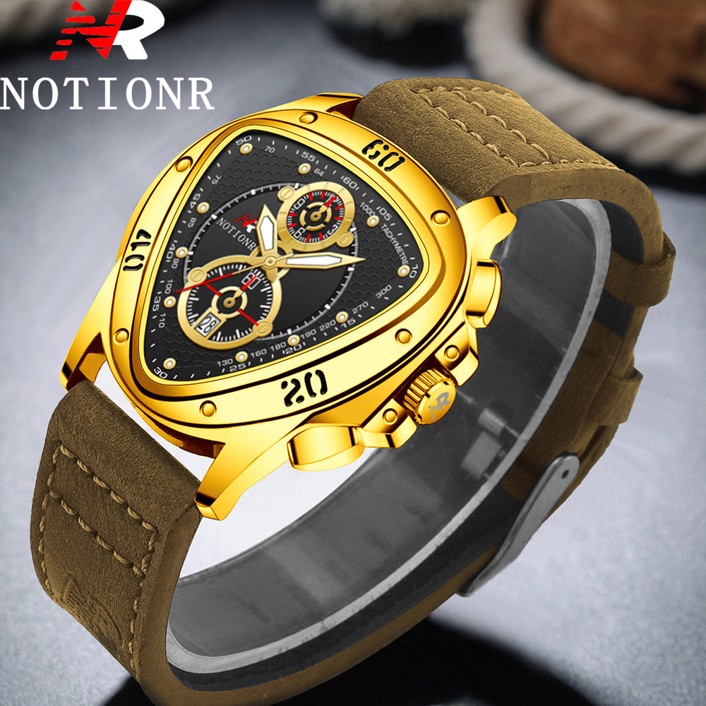 2pcs Men's Watch Set: Sports Triangle Dial Silicone Strap and Retro Square Dial Quartz Watch with Date Display, Casual Dress Watches for Valentine's Day or Father's Day Gift