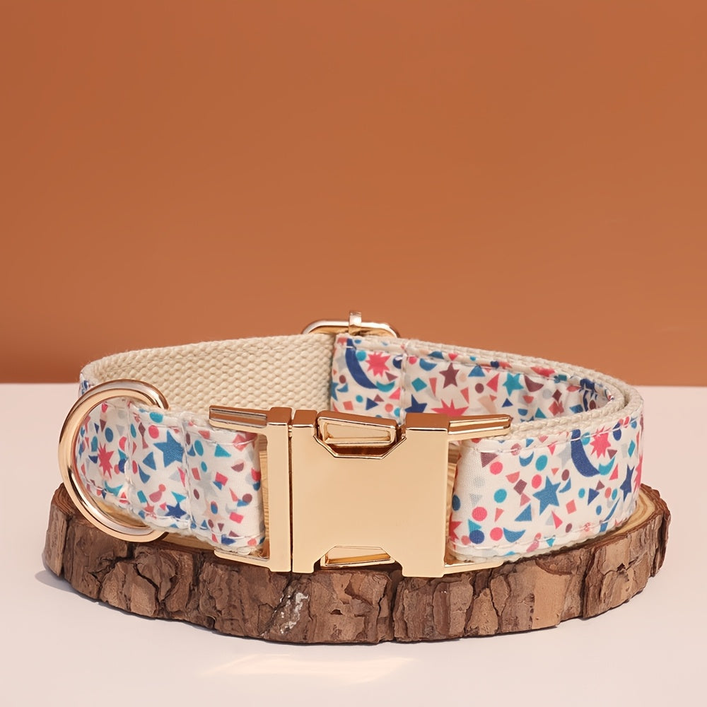 Personalized Dog Collar with ID Tag - Customizable Anti-Lost Pet Collar in 21 Styles, Adjustable XS to XL for Small, Medium, and Large Dogs, Plaid, Floral, and Dot Patterns, Engraved Contact Information