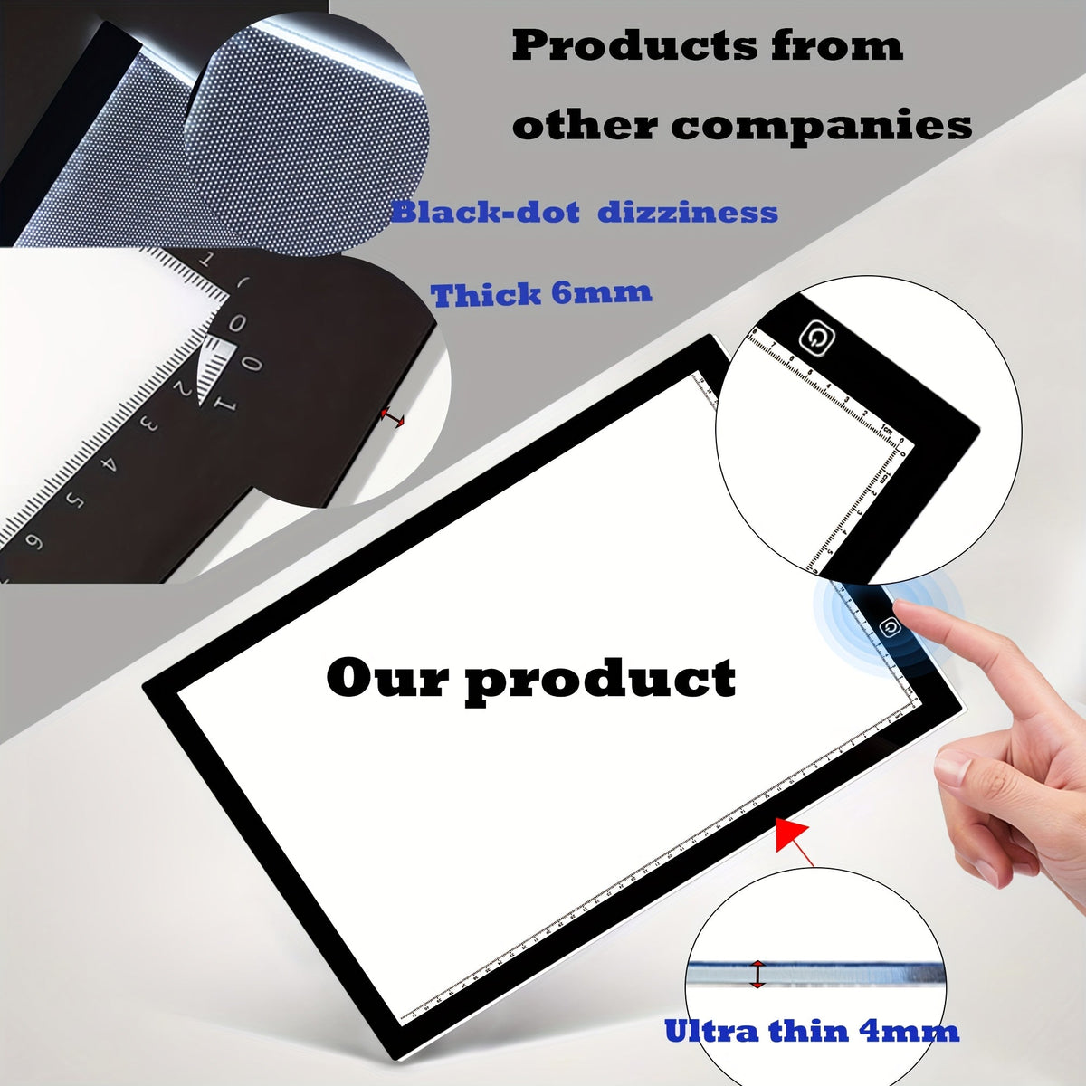LED Light Pad A2 A3 A4 Adjustable Brightness Dual Light Strip Tracing Board for Diamond Painting, Sketching, Drawing, and Art Light Box