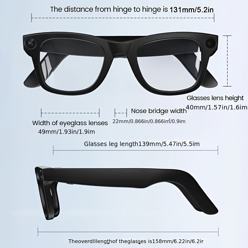 AI Smart Glasses with 8MP HD Camera, Touch Control, ChatGPT Real-Time Translation, Wireless Calling, Blue Light Protection, Dual-Mic Noise Reduction, and Photochromic Lens for Cycling, Driving, Travel, and Office Use