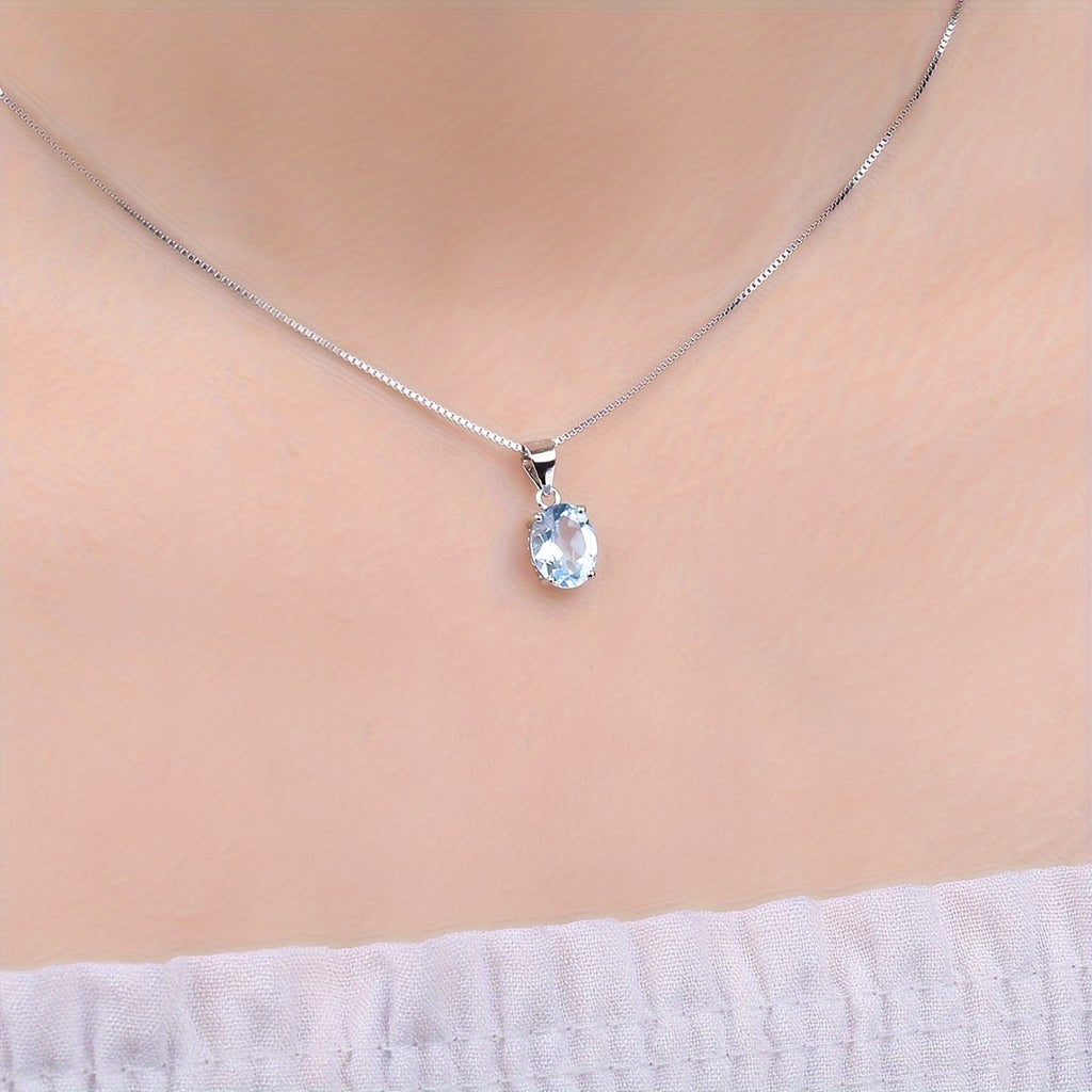 925 Sterling Silver Natural Gemstone Oval Cut Pendant Necklace for Women – Amethyst, Citrine, Garnet, Peridot, Topaz Multi-Faceted Fine Jewelry, Elegant Daily Gift for Girls
