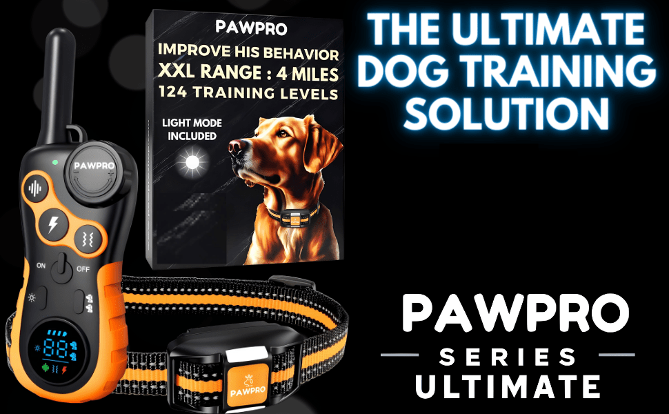 Dog Training Collar with Remote, 4-Mile Range – 124 Adjustable Levels, 4 Modes (Beep, Vibration, Shock, Night-Light), Rechargeable E-Collar for Dogs 5–135 lbs, Includes Training Guide