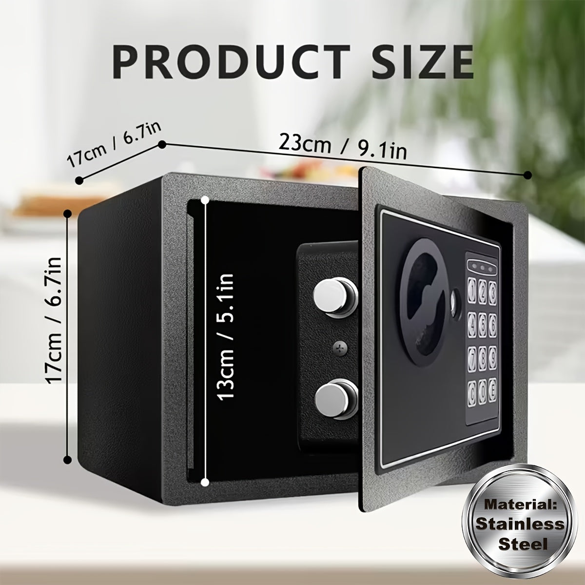 Fireproof Home Safe with Digital Keypad, Keys & Passcode Lock – Includes Fireproof Money Bag, Sensor Light & Adjustable Shelf for Home, Office, Business, Money & Valuables