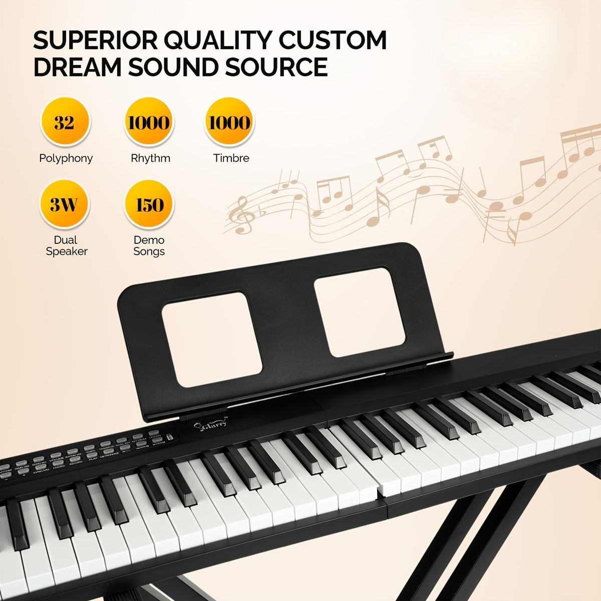 Glarry 88-Key Foldable Portable Electric Piano Keyboard – Full-Weighted Keys, 1000 Timbres & Rhythms, 150 Demo Songs, Metronome, Sustain Pedal & 420D Carry Bag Included, for Beginners & Musicians, White or Black – Nova Mart