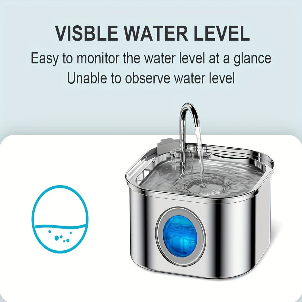 3.2L Automatic Cat & Dog Water Fountain – Stainless Steel Pet Water Dispenser with Multi-Filtration System, Visible Window, Motion Sensor, 2 Flow Modes, Silent Pump, Easy to Clean, for Cats, Dogs, and Rabbits