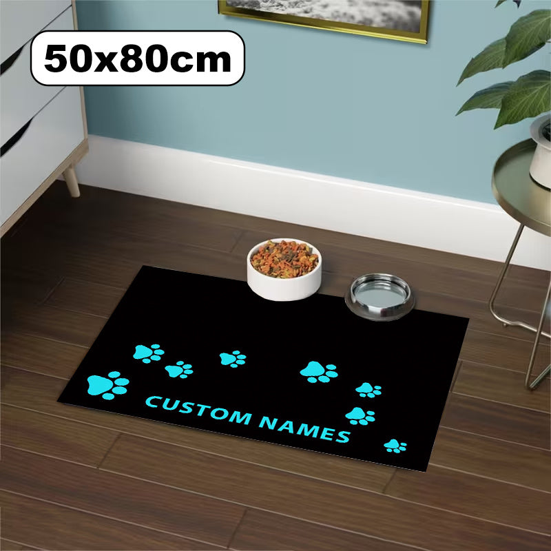 Personalized Diatomite Pet Feeding Mat with Custom Photo & Name – Quick-Dry Absorbent Diatomaceous Earth Food Mat with Paw Print for Dog & Cat Bowls, Unique Pet Owner Gift