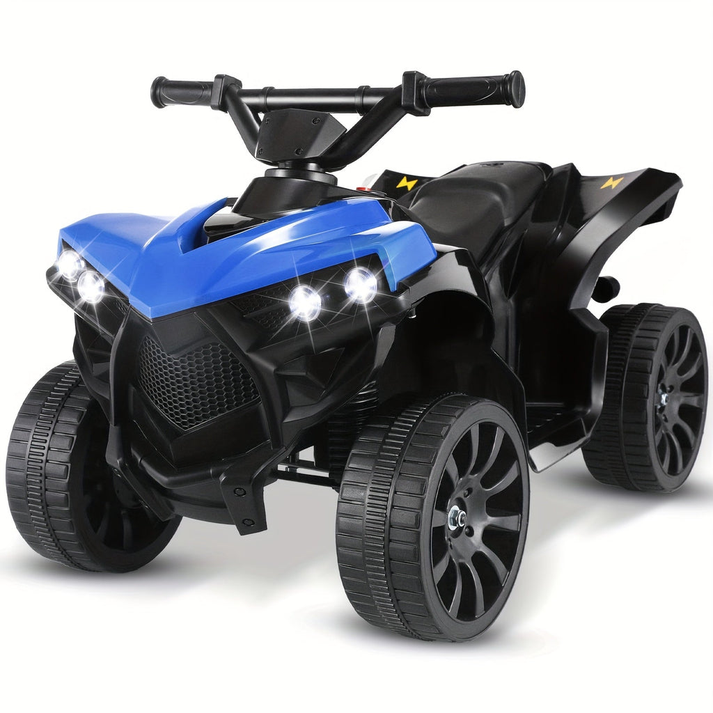 Kids Electric Quad ATV Ride-On Car with Headlights, Pedal Accelerator, All-Terrain Anti-Slip Tires, 55 lbs Capacity, 1.86 MPH Ride-On Toy for Boys and Girls Ages 3-6, Birthday/Christmas Gift, Blue/Black/Pink/Red