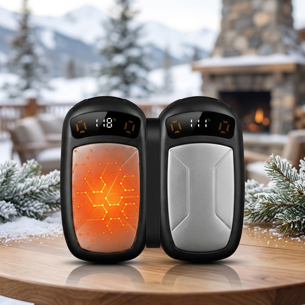 2-Pack Rechargeable Hand Warmers with COB Flashlight & Magnetic Base – 12Hr Heat, Portable Electric Pocket Warmer, Christmas Gift for Women Men Outdoor Winter